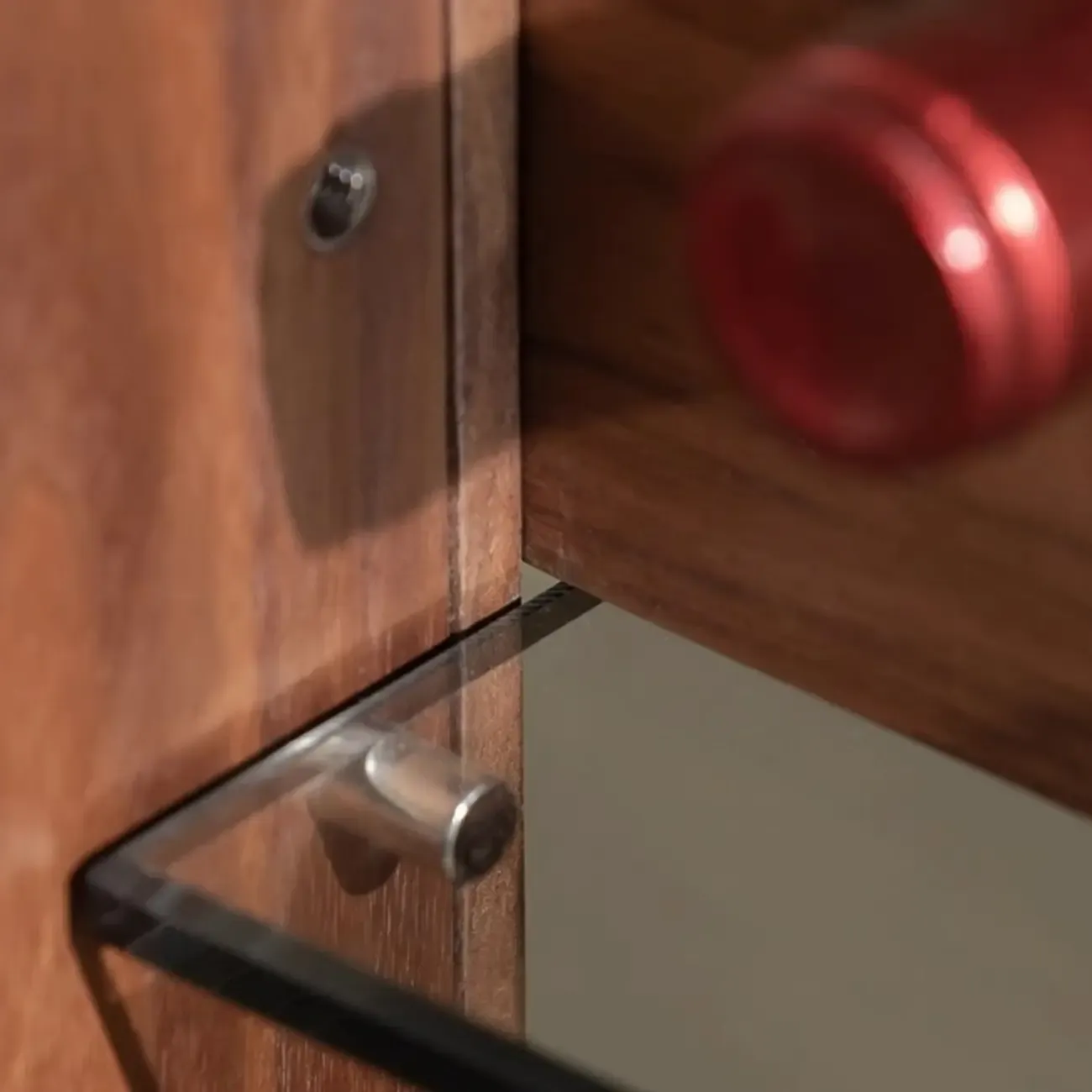 Sitting Room Old School Walnut Glass Cabinet with Illuminating Image - 8