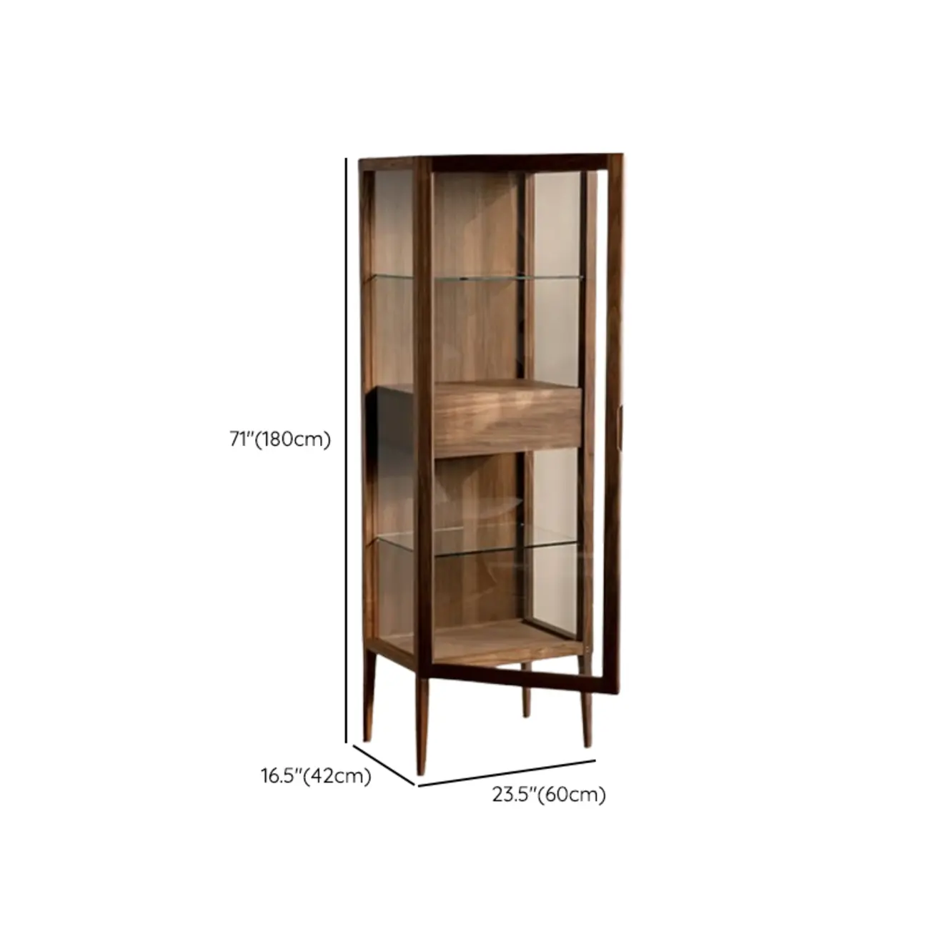 Sitting Room Old School Walnut Glass Cabinet with Illuminating Image - 12 | homeyfad