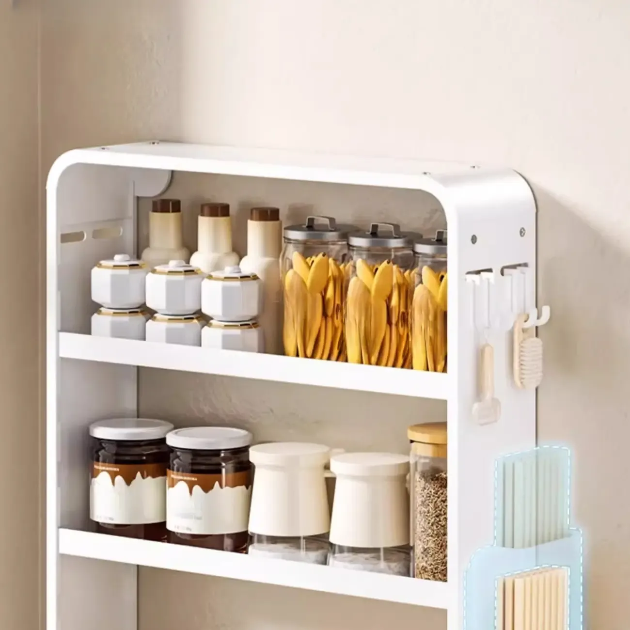 Simplistic Wall-installed Rack Shelf with Hooks, 4 Tiers/3 Tiers/2 Tiers Image - 9