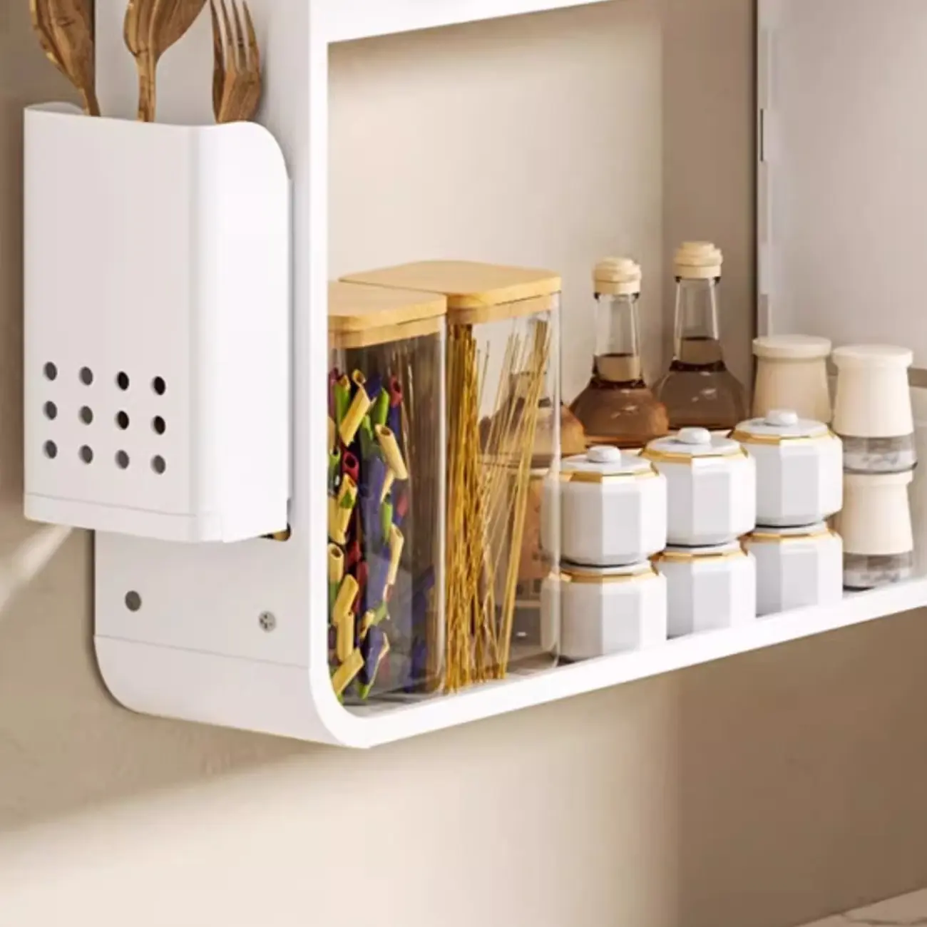 Simplistic Wall-installed Rack Shelf with Hooks, 4 Tiers/3 Tiers/2 Tiers Image - 10 | homeyfad