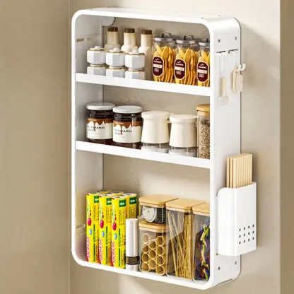 Simplistic Wall-installed Rack Shelf with Hooks, 4 Tiers/3 Tiers/2 Tiers Image - 16