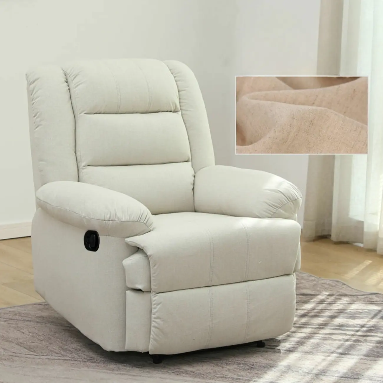 Fabric Upholstered Recliner with Lumbar Support for Living Room Image - 1 | homeyfad