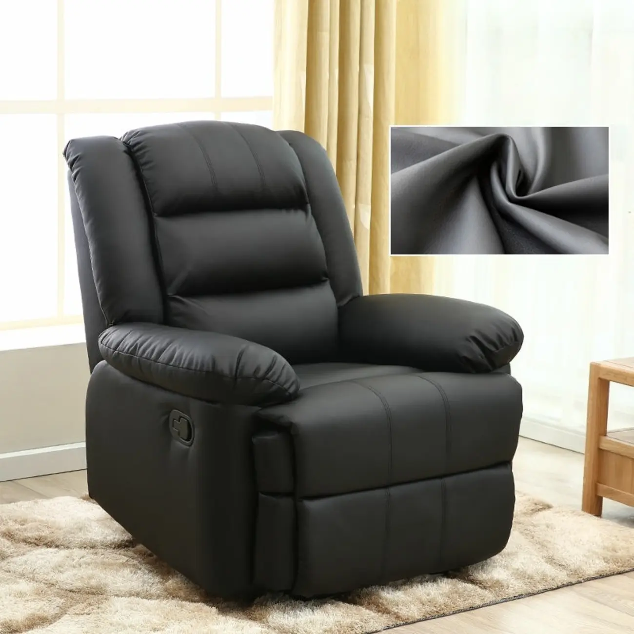 Fabric Upholstered Recliner with Lumbar Support for Living Room Image - 2 | homeyfad