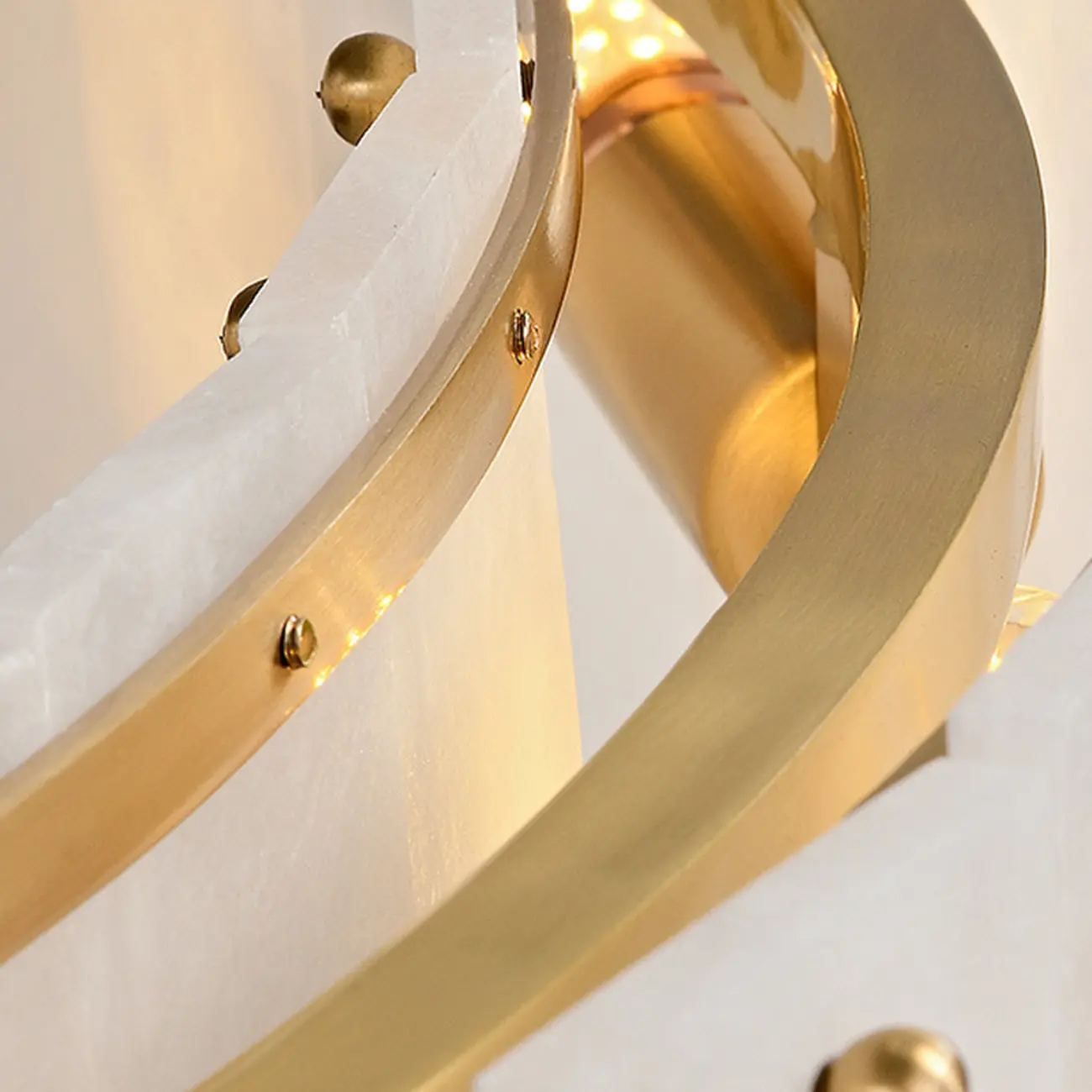 White Circular Alabaster Modern Ring Chandelier Light Image - 11 | homeyfad