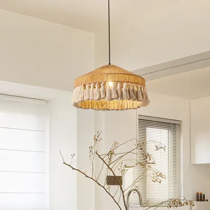 Oriental Dome Rope Shade Pendant Light for Dining Room Image - 1
