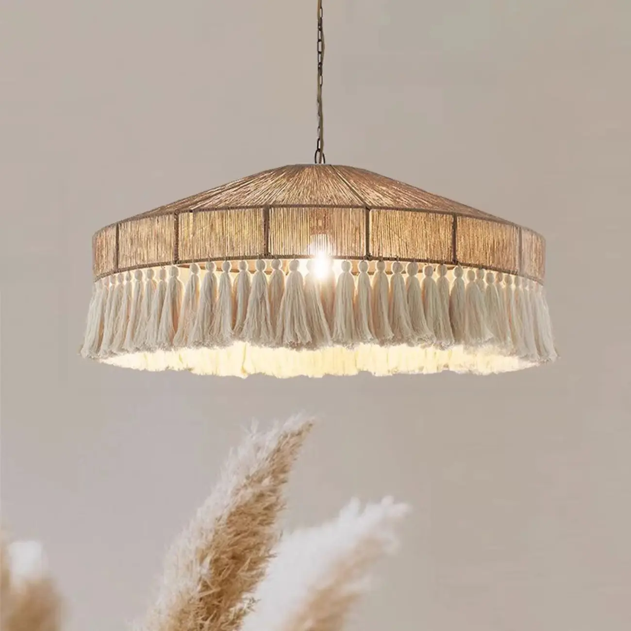 Oriental Dome Rope Shade Pendant Light for Dining Room Image - 3 | homeyfad