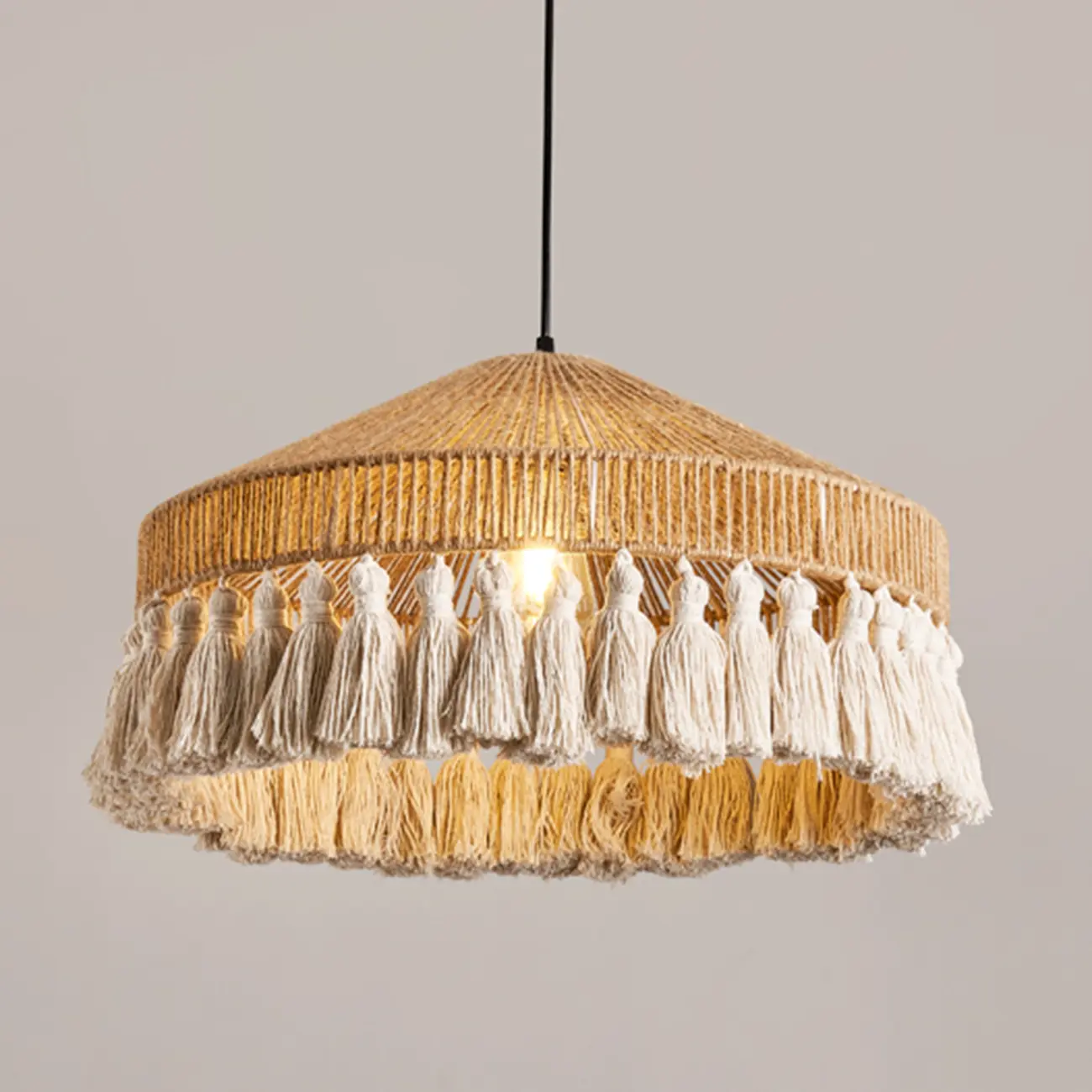 Oriental Dome Rope Shade Pendant Light for Dining Room Image - 8 | homeyfad