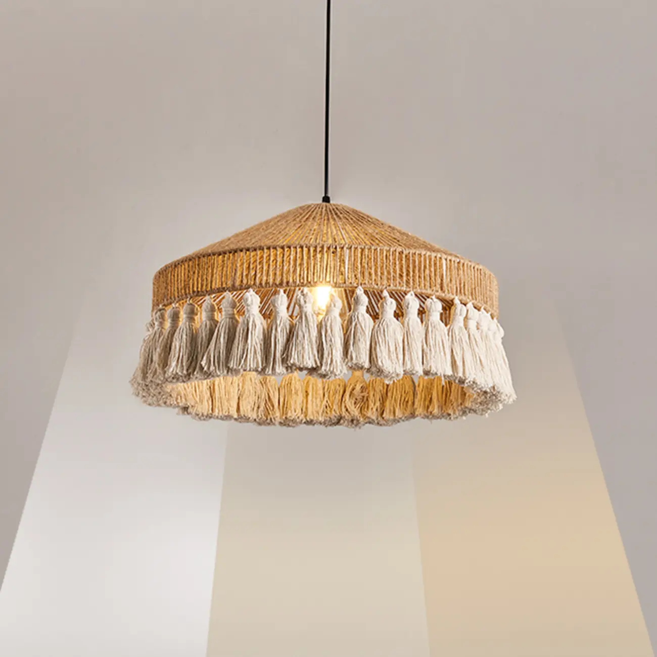Oriental Dome Rope Shade Pendant Light for Dining Room Image - 10 | homeyfad
