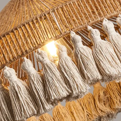 Oriental Dome Rope Shade Pendant Light for Dining Room Image - 11