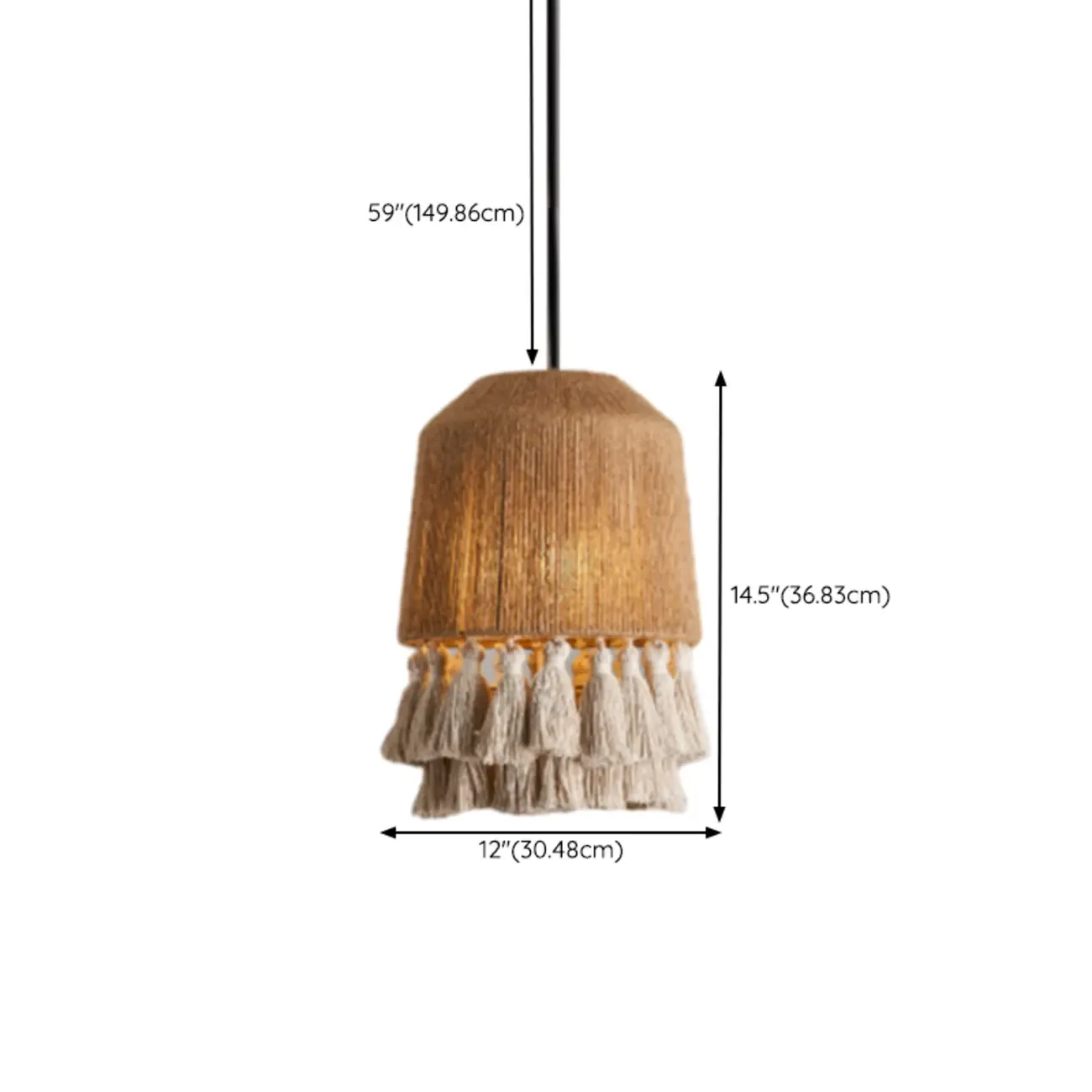 Oriental Dome Rope Shade Pendant Light for Dining Room #size