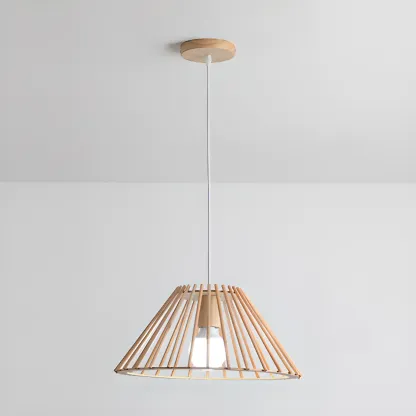 Modern Wood Geometric Island Pendant Light for Kitchen Image - 6