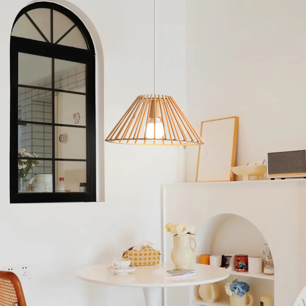 Modern Wood Geometric Island Pendant Light for Kitchen Image - 3 | homeyfad