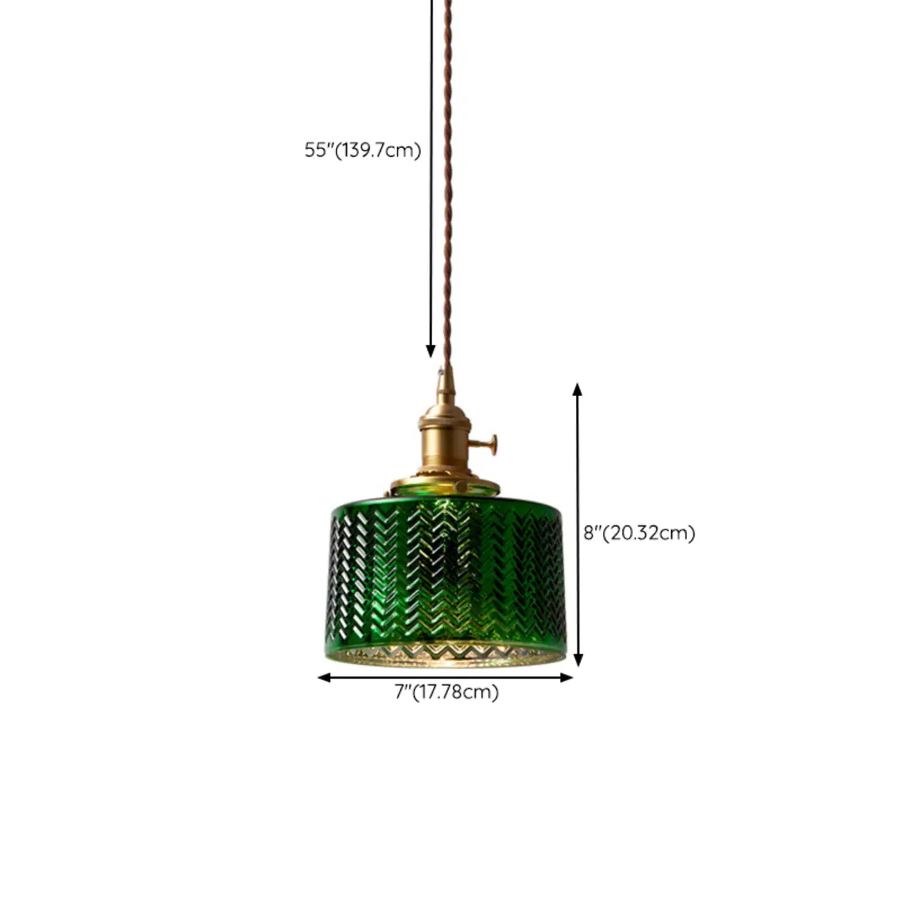 Modern Green Glass Pendant Light Adjustable for Kitchen Dining #size