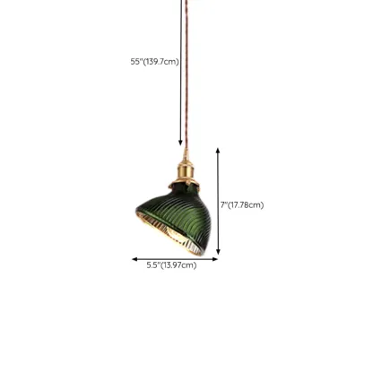 Modern Green Glass Pendant Light Adjustable for Kitchen Dining Image - 18
