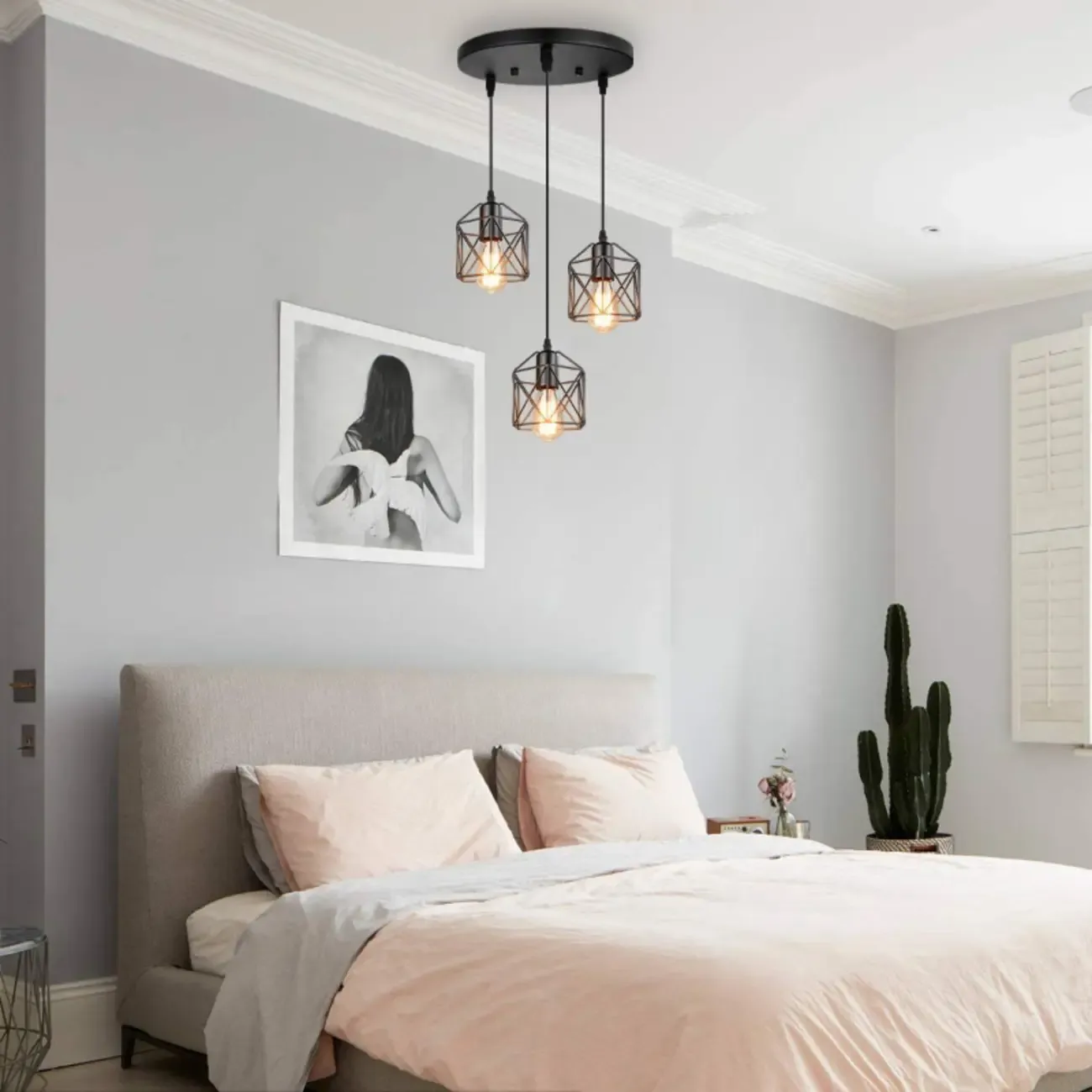 Industrial Black 1/3 Light Pendant Lights for Kitchen Island Hanging Image - 1