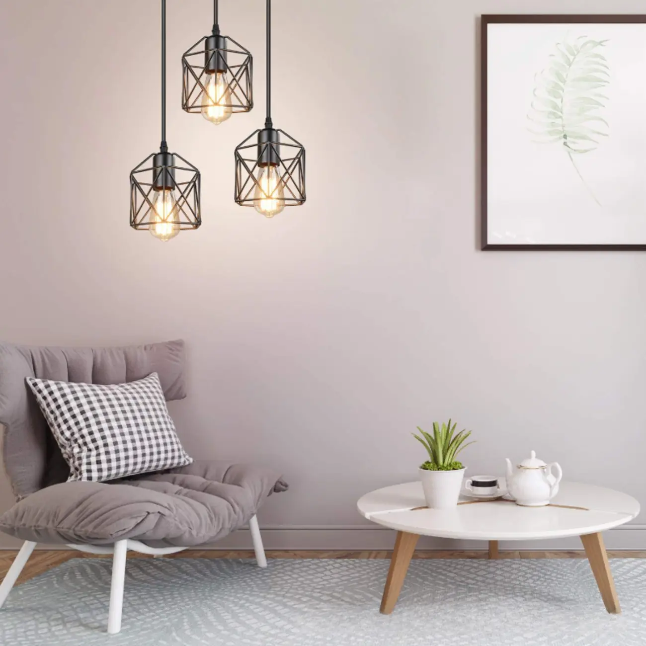 Industrial Black 1/3 Light Pendant Lights for Kitchen Island Hanging Image - 2 | homeyfad