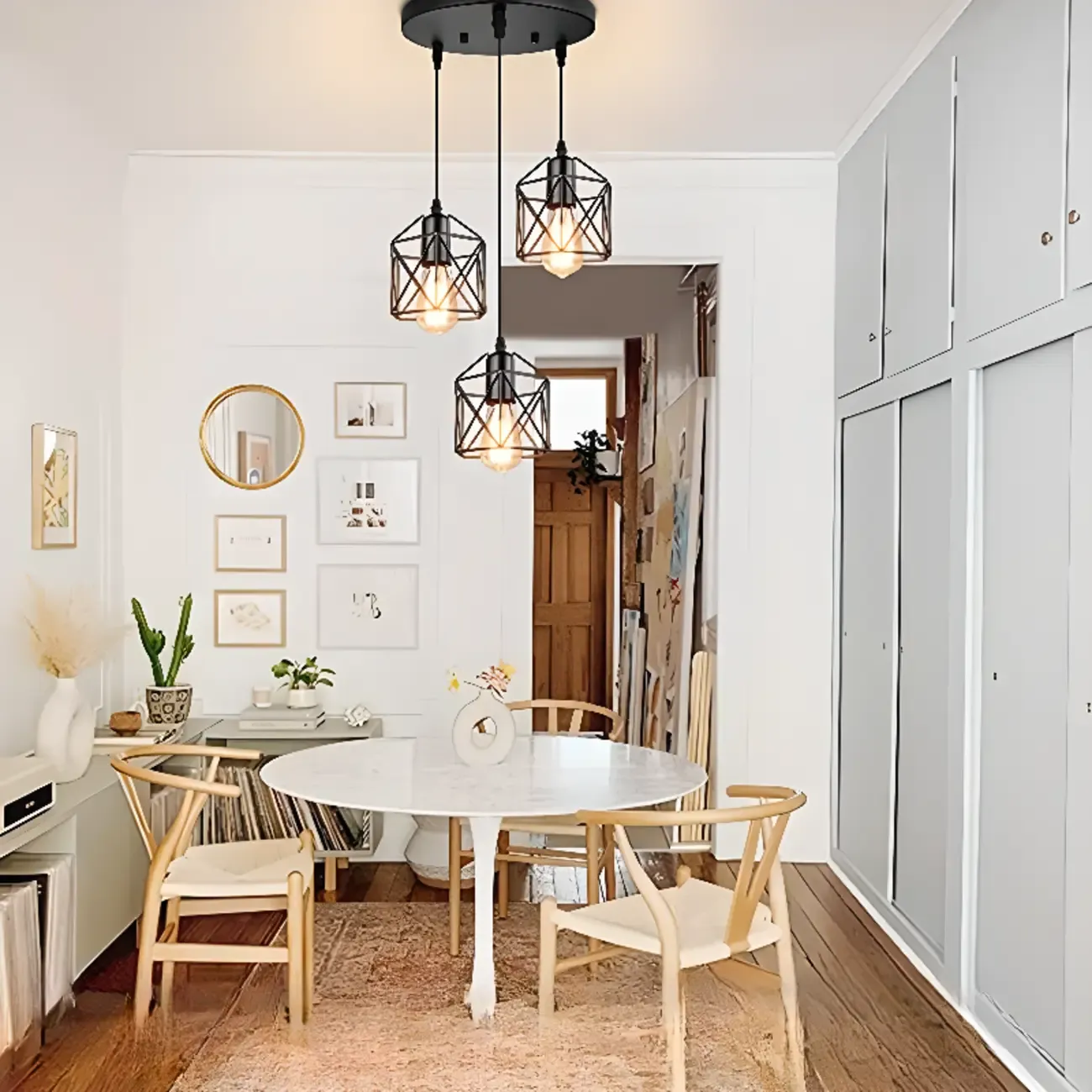 Industrial Black 1/3 Light Pendant Lights for Kitchen Island Hanging Image - 3