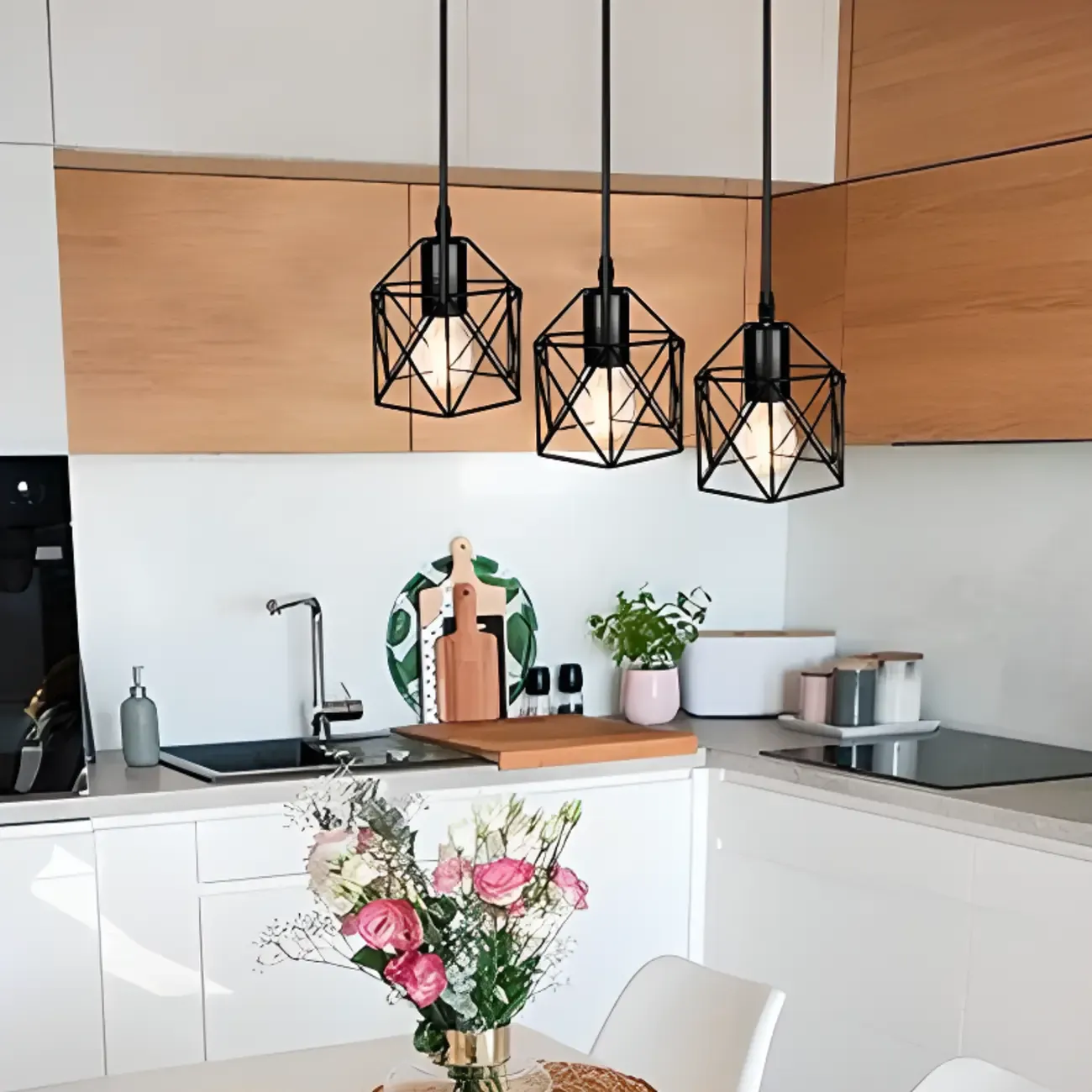 Industrial Black 1/3 Light Pendant Lights for Kitchen Island Hanging Image - 4