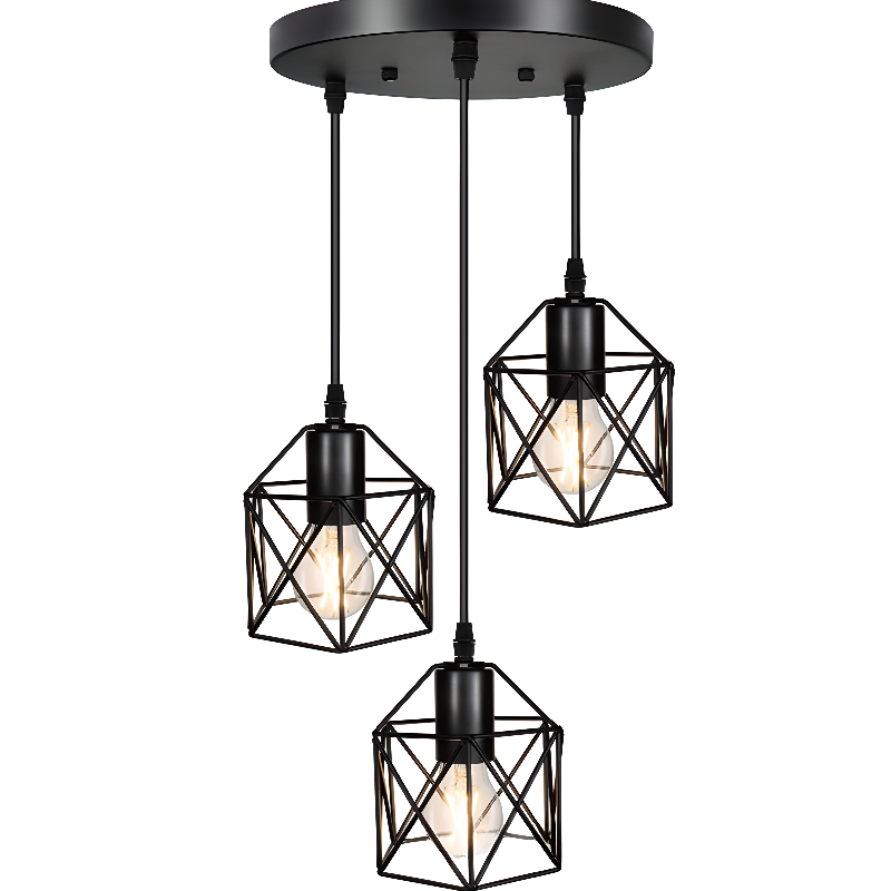 Industrial Black 1/3 Light Pendant Lights for Kitchen Island Hanging | homeyfad
