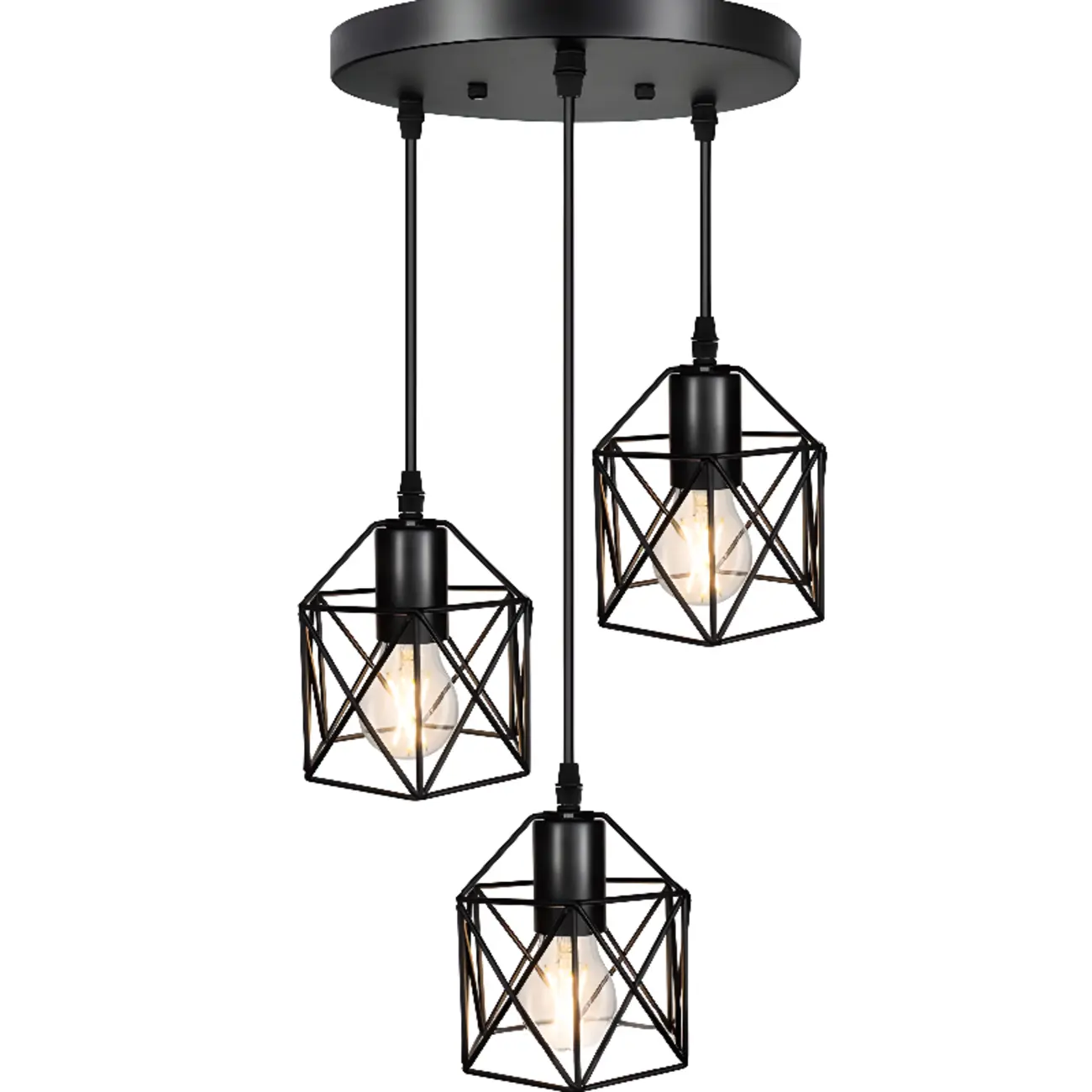 Industrial Black 1/3 Light Pendant Lights for Kitchen Island Hanging Image - 5 | homeyfad