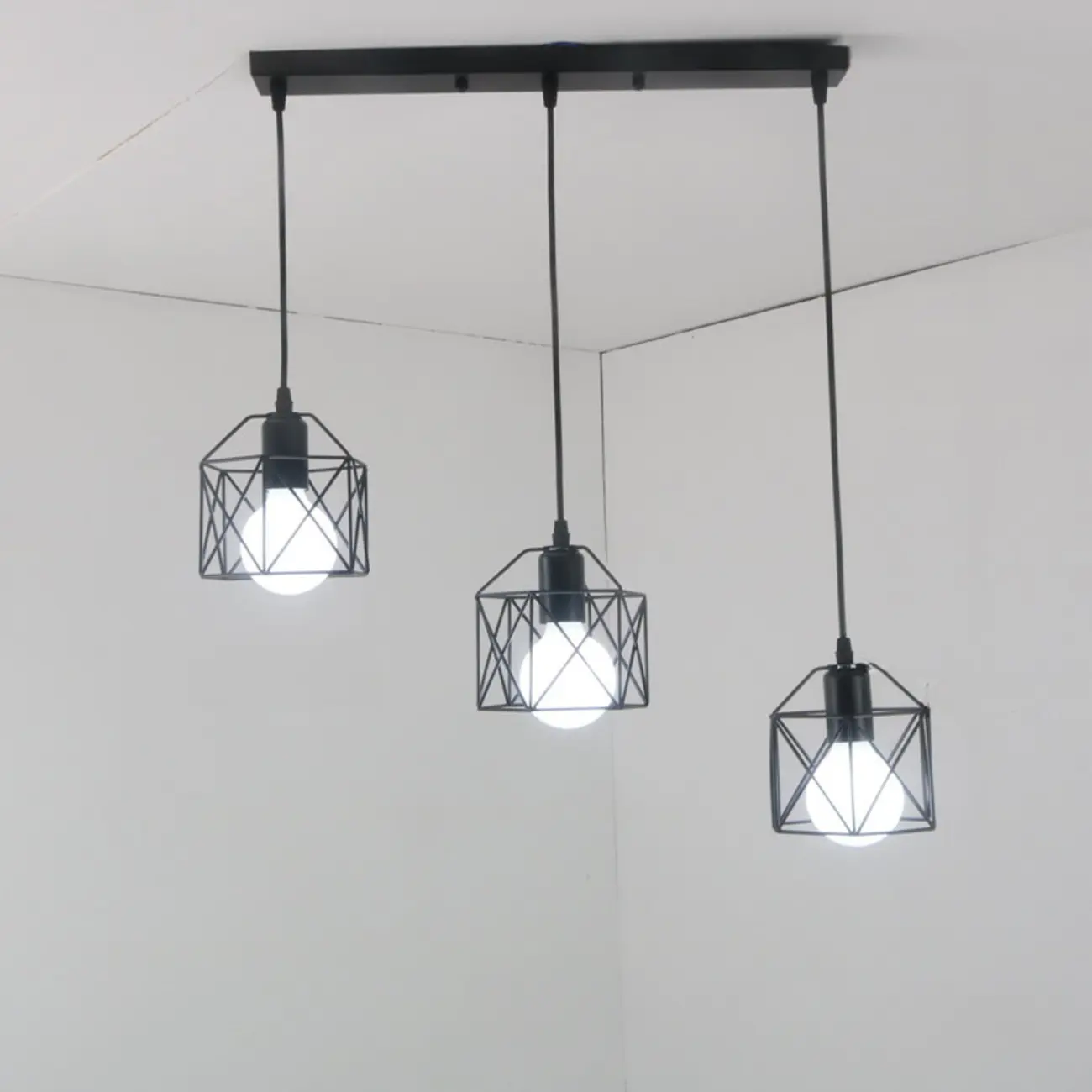 Industrial Black 1/3 Light Pendant Lights for Kitchen Island Hanging Image - 7 | homeyfad