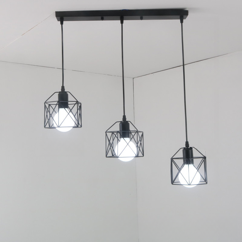 Industrial Black 1/3 Light Pendant Lights for Kitchen Island Hanging