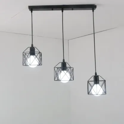 Industrial Black 1/3 Light Pendant Lights for Kitchen Island Hanging Image - 7