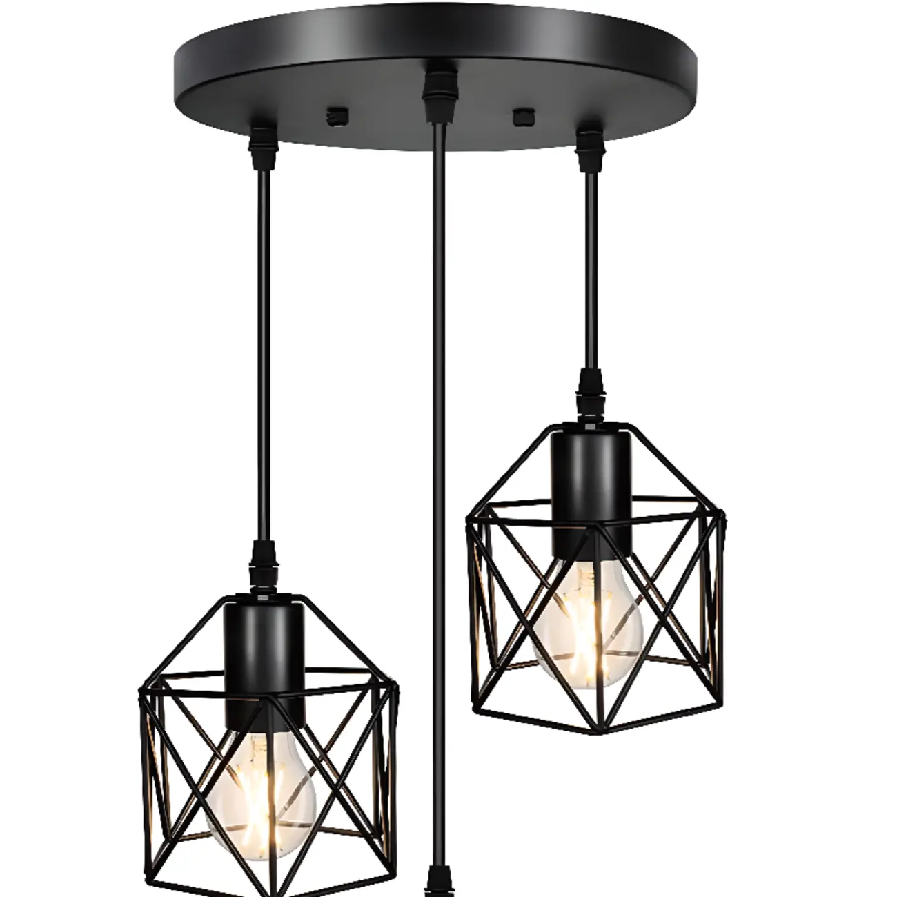 Industrial Black 1/3 Light Pendant Lights for Kitchen Island Hanging Image - 9 | homeyfad
