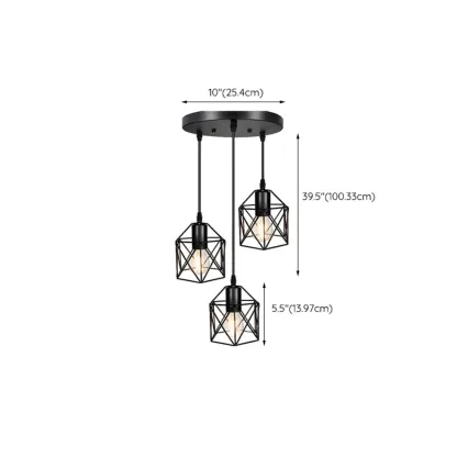 Industrial Black 1/3 Light Pendant Lights for Kitchen Island Hanging Image - 12