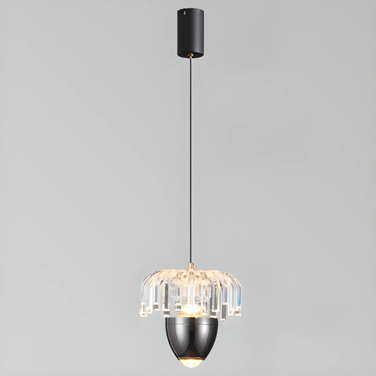 2-Light Black Metal Acrylic Dimming LED Pendant Light Image - 2 | homeyfad