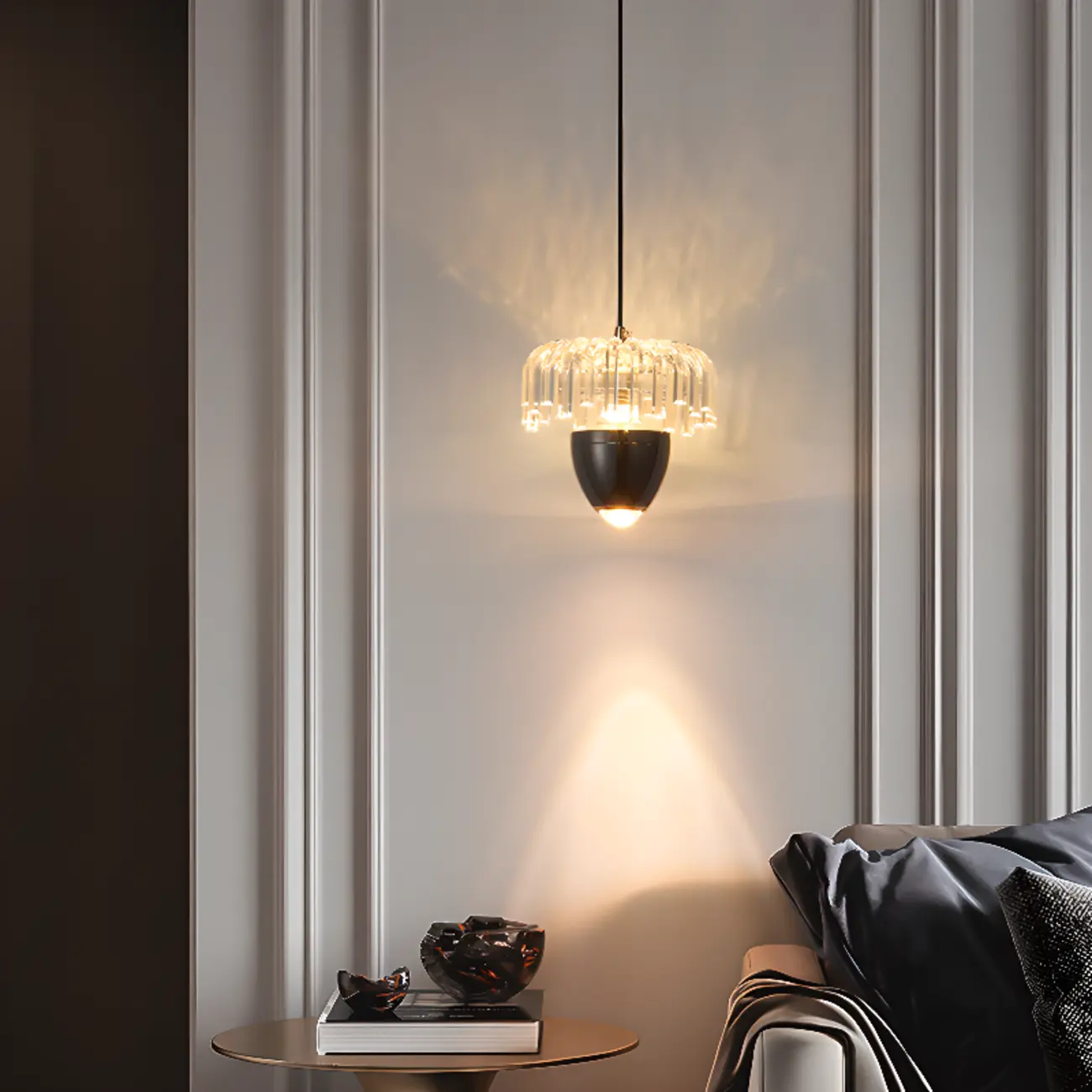 2-Light Black Metal Acrylic Dimming LED Pendant Light Image - 5 | homeyfad