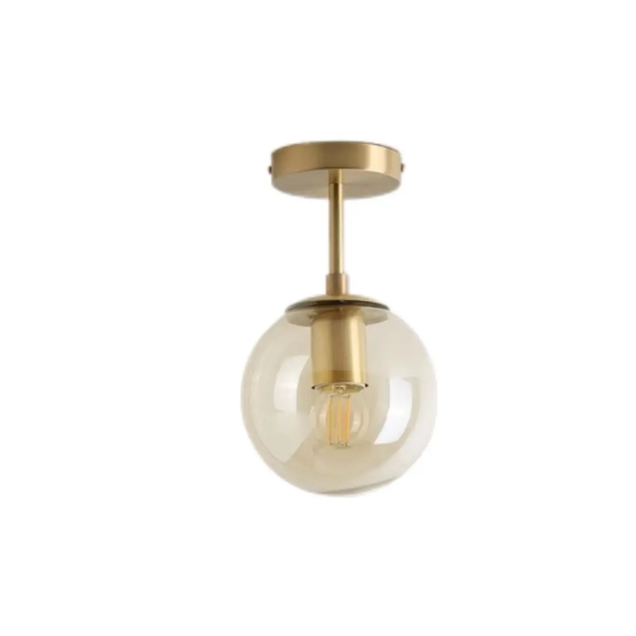 Minimalist Clear Globe Glass Metal Semi Flush Mount Light Image - 7 | homeyfad