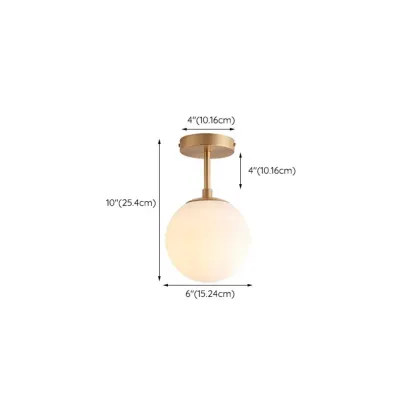 Minimalist Clear Globe Glass Metal Semi Flush Mount Light #size