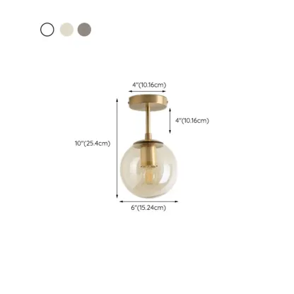 Minimalist Clear Globe Glass Metal Semi Flush Mount Light Image - 12