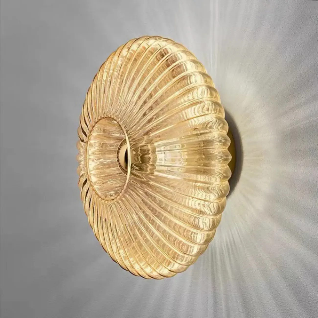 Modern Glass Gold Ripples Design Wall Sconce Image - 6