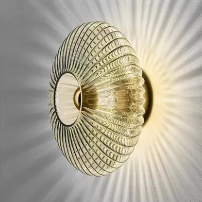 Modern Glass Gold Ripples Design Wall Sconce Image - 7