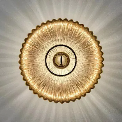 Modern Glass Gold Ripples Design Wall Sconce Image - 8