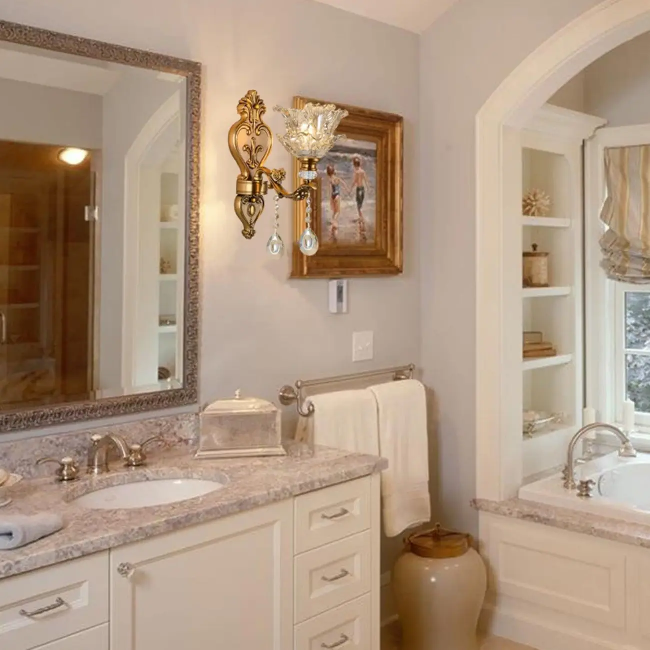 Vintage Brass Crystal Wall Sconce for Indoor Decor Image - 6 | homeyfad