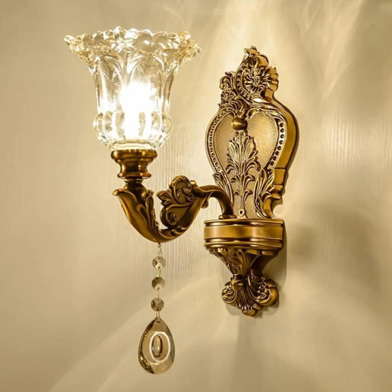 Vintage Brass Crystal Wall Sconce for Indoor Decor Image - 8 | homeyfad