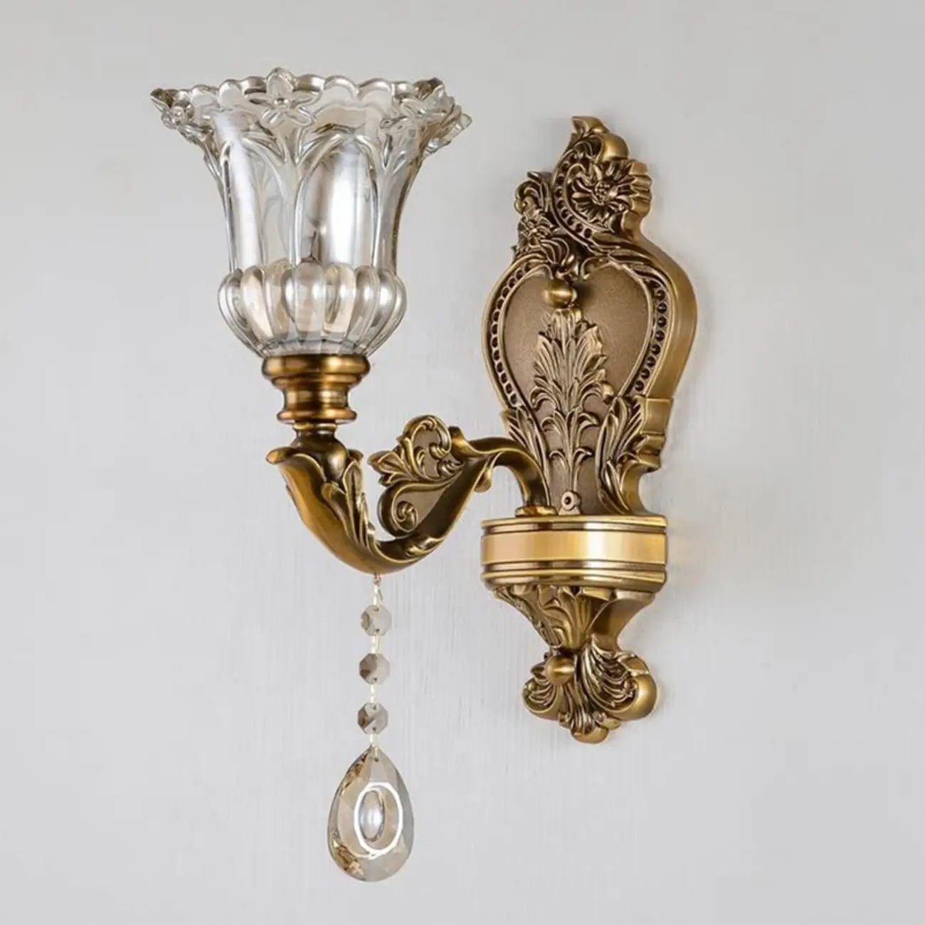 Vintage Brass Crystal Wall Sconce for Indoor Decor Image - 9 | homeyfad