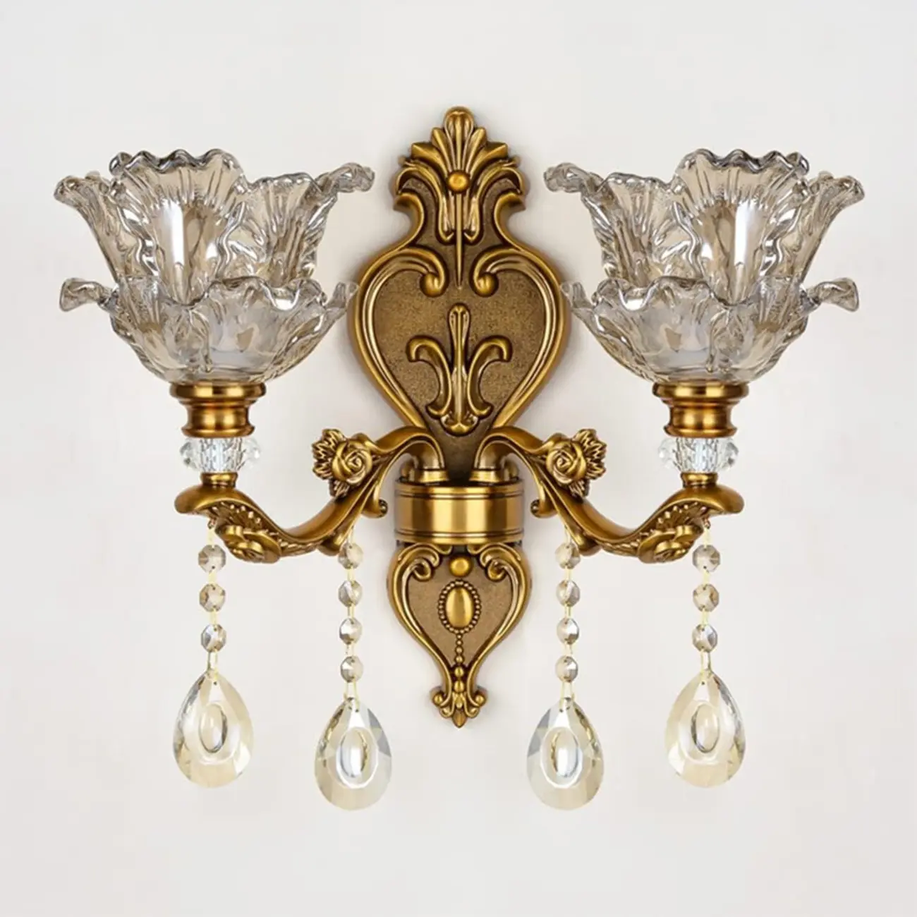 Vintage Brass Crystal Wall Sconce for Indoor Decor Image - 11 | homeyfad