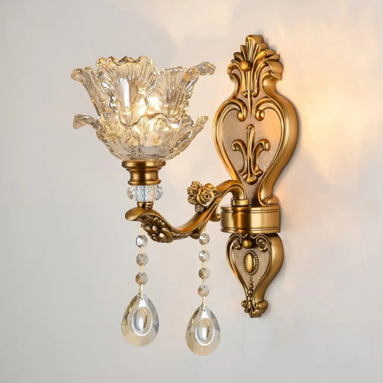 Vintage Brass Crystal Wall Sconce for Indoor Decor Image - 12 | homeyfad