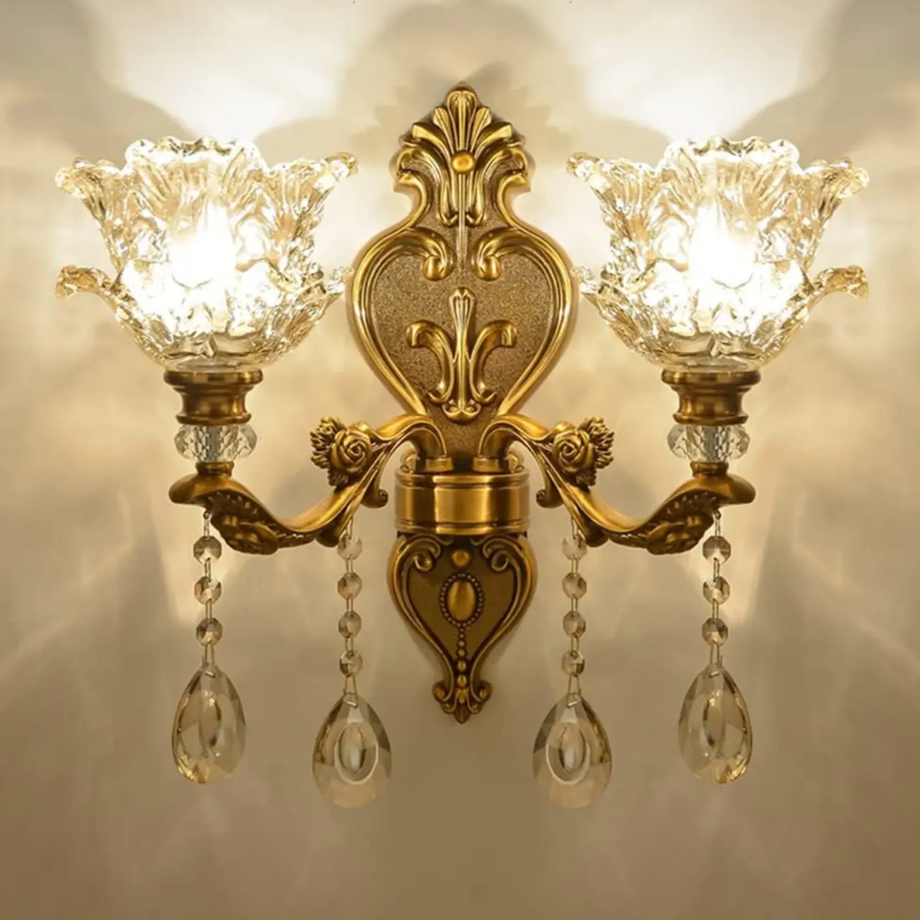 Vintage Brass Crystal Wall Sconce for Indoor Decor Image - 13 | homeyfad