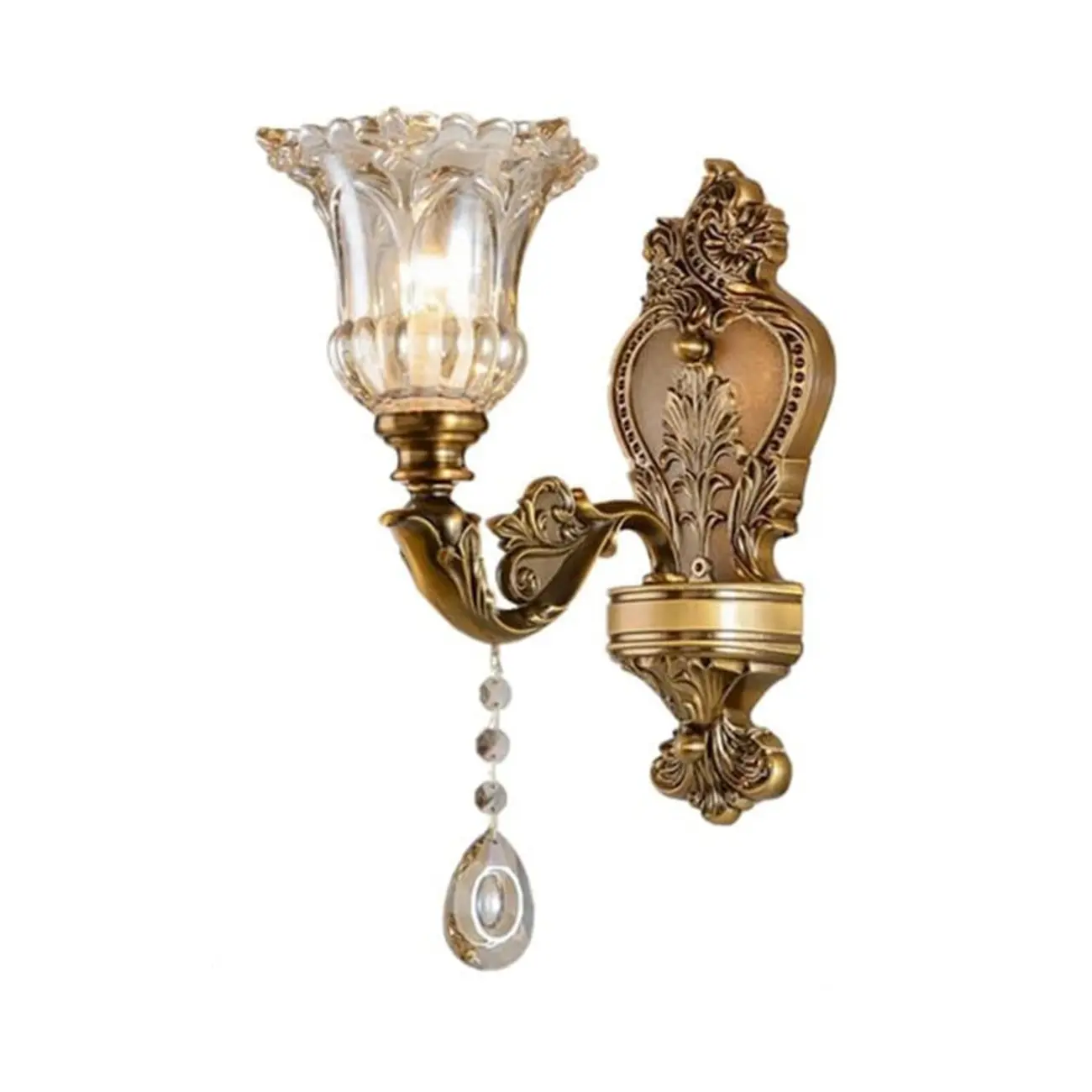 Vintage Brass Crystal Wall Sconce for Indoor Decor Image - 14 | homeyfad
