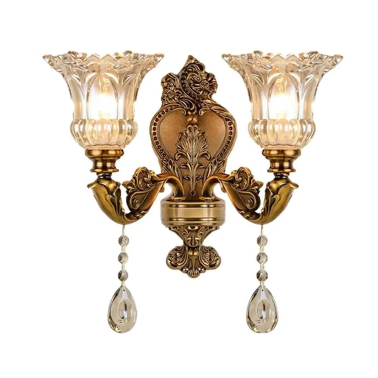 Vintage Brass Crystal Wall Sconce for Indoor Decor Image - 15 | homeyfad
