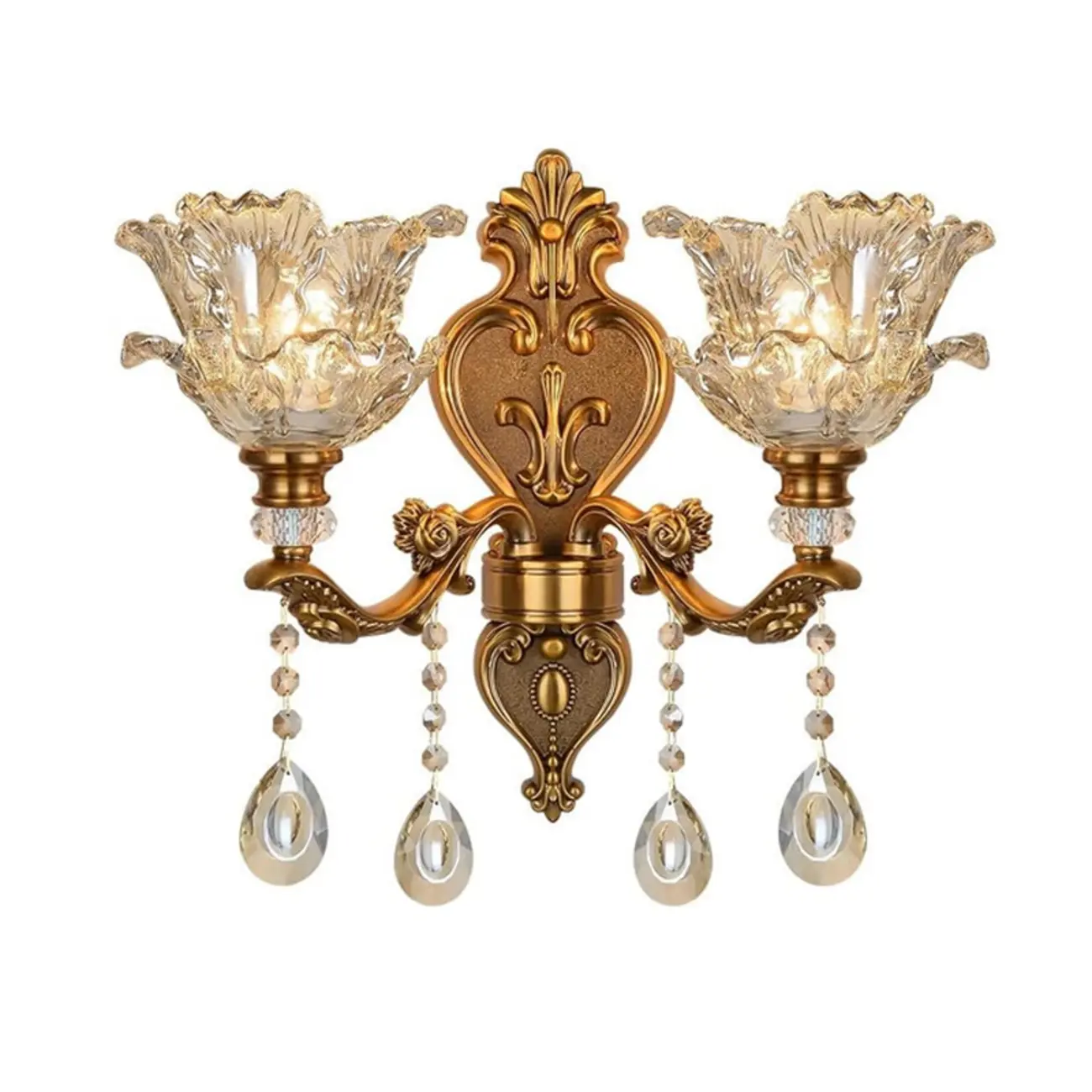 Vintage Brass Crystal Wall Sconce for Indoor Decor Image - 16 | homeyfad