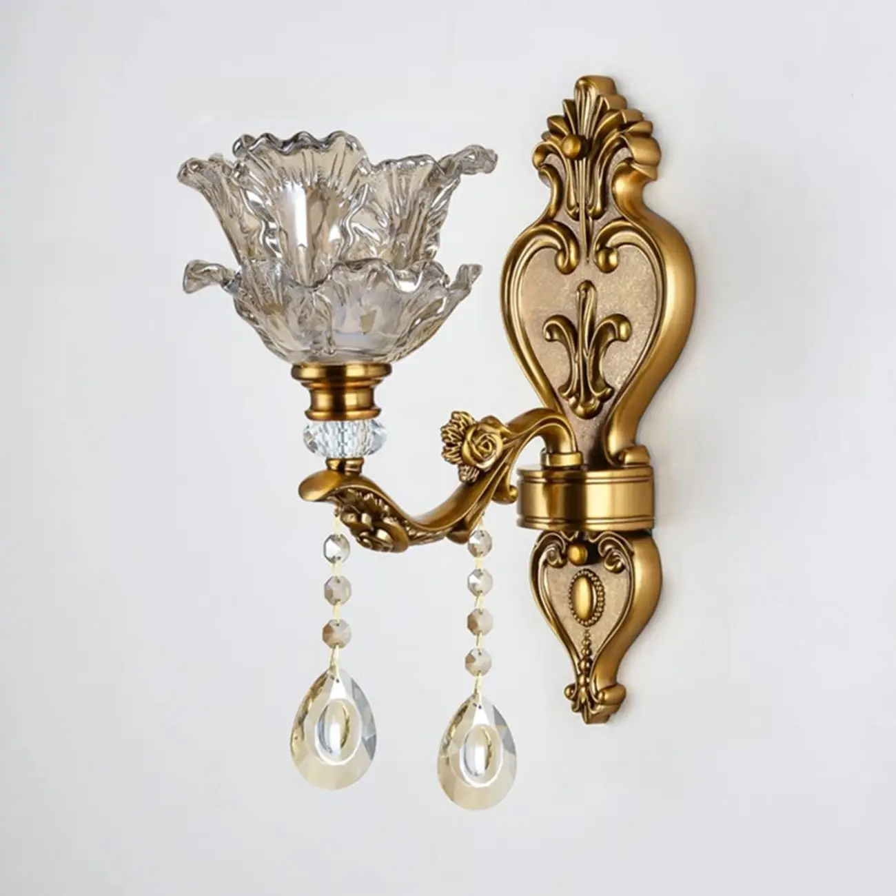 Vintage Brass Crystal Wall Sconce for Indoor Decor Image - 17 | homeyfad