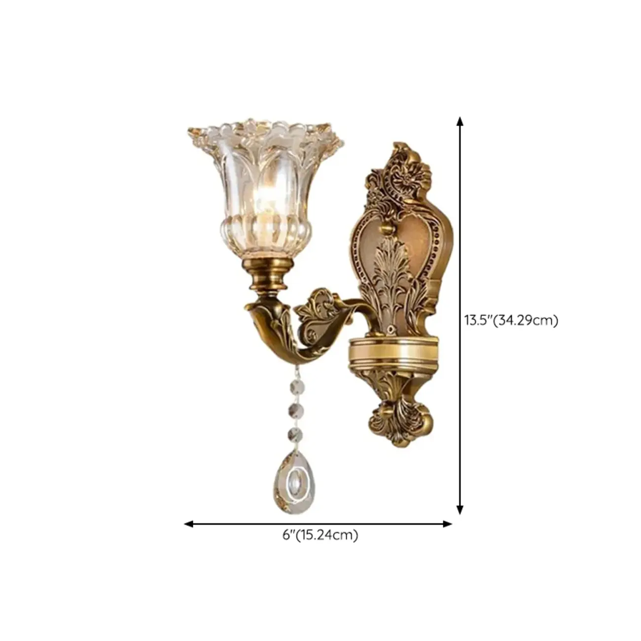 Vintage Brass Crystal Wall Sconce for Indoor Decor #size | homeyfad