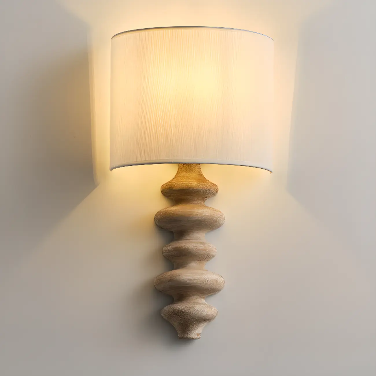 21"H Modern Geometric Wooden Wall Sconce with Fabric Shade | homeyfad