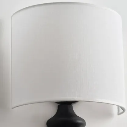 21"H Modern Geometric Wooden Wall Sconce with Fabric Shade